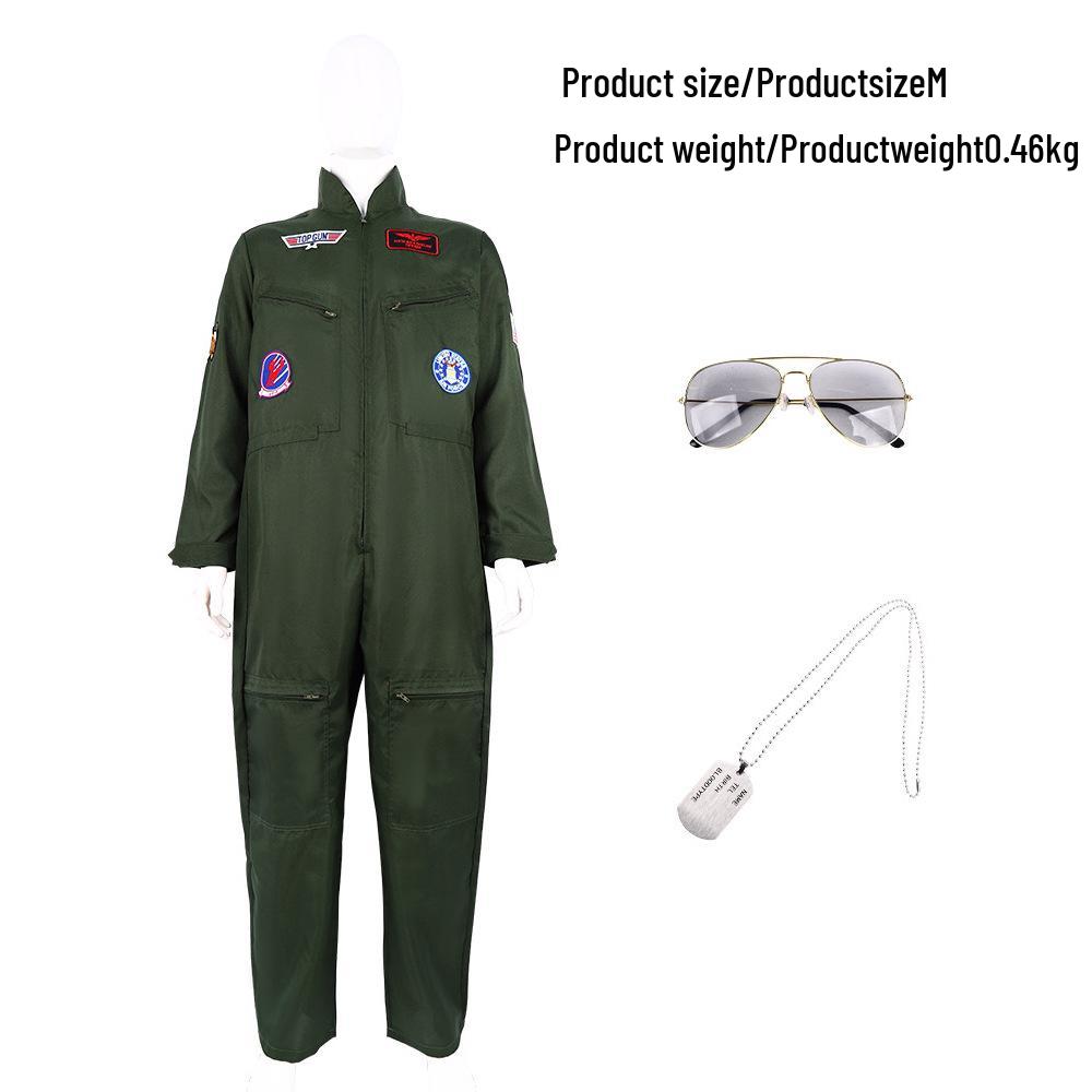Армейский зеленый костюм пилота Top Gun на Хэллоуин для вечеринок и выступлений
