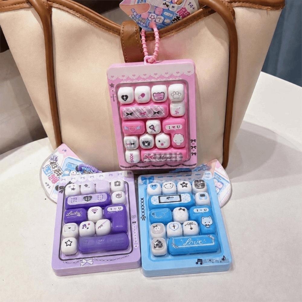 14-Key Fidget Keyboard Keychain Plastic Button Press Keychain New Keyboard Bag Charm Couples Gift