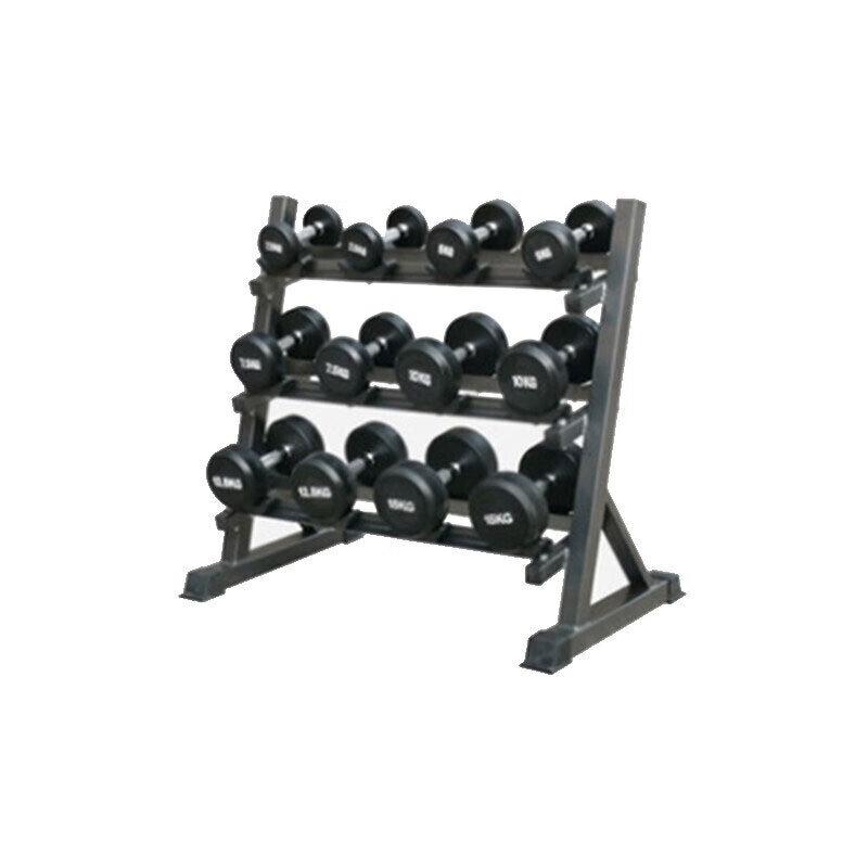 Commercial Rubber Dumbbell Set with Rack