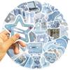 50 Штук Светло-голубых Мультяшных Наклеек для Декорирования Переплетенного Чехла для Телефона, Водонепроницаемые ПВХ Наклейки для Гитары