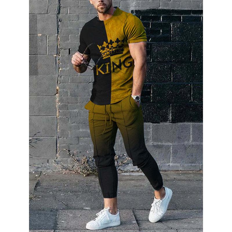 Мужской комплект футболок с принтом буквы K 3D футболка брюки спортивный костюм мужские футболки брюки 2 предмета уличная одежда свободный спортивный костюм