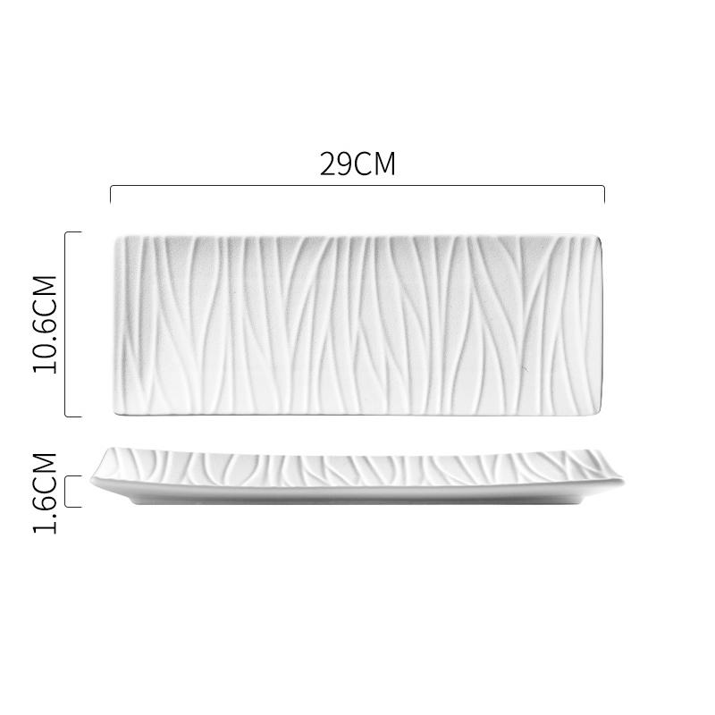 Сплошной цветной рельефный узор Керамическая длинная барная тарелка Суши-тарелка Десертная тарелка Жареная птица Молекулярная еда Креативная посуда