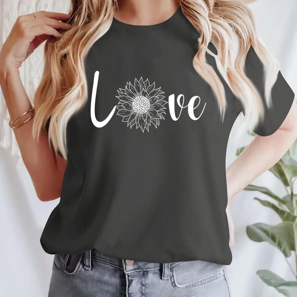 Женская повседневная хлопковая футболка с круглым вырезом и коротким рукавом