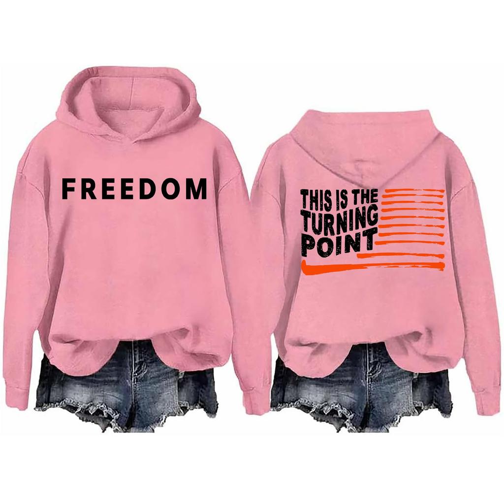 Ladies Fashion Casual Long Sleeve Printed Round Neck Hoodie Pullover Top