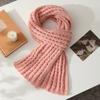 172x20cm Winter Scarf, Solid Color Thick Knitted Wool Scarf for Women, Warm Fleece Neck Warmer Snood