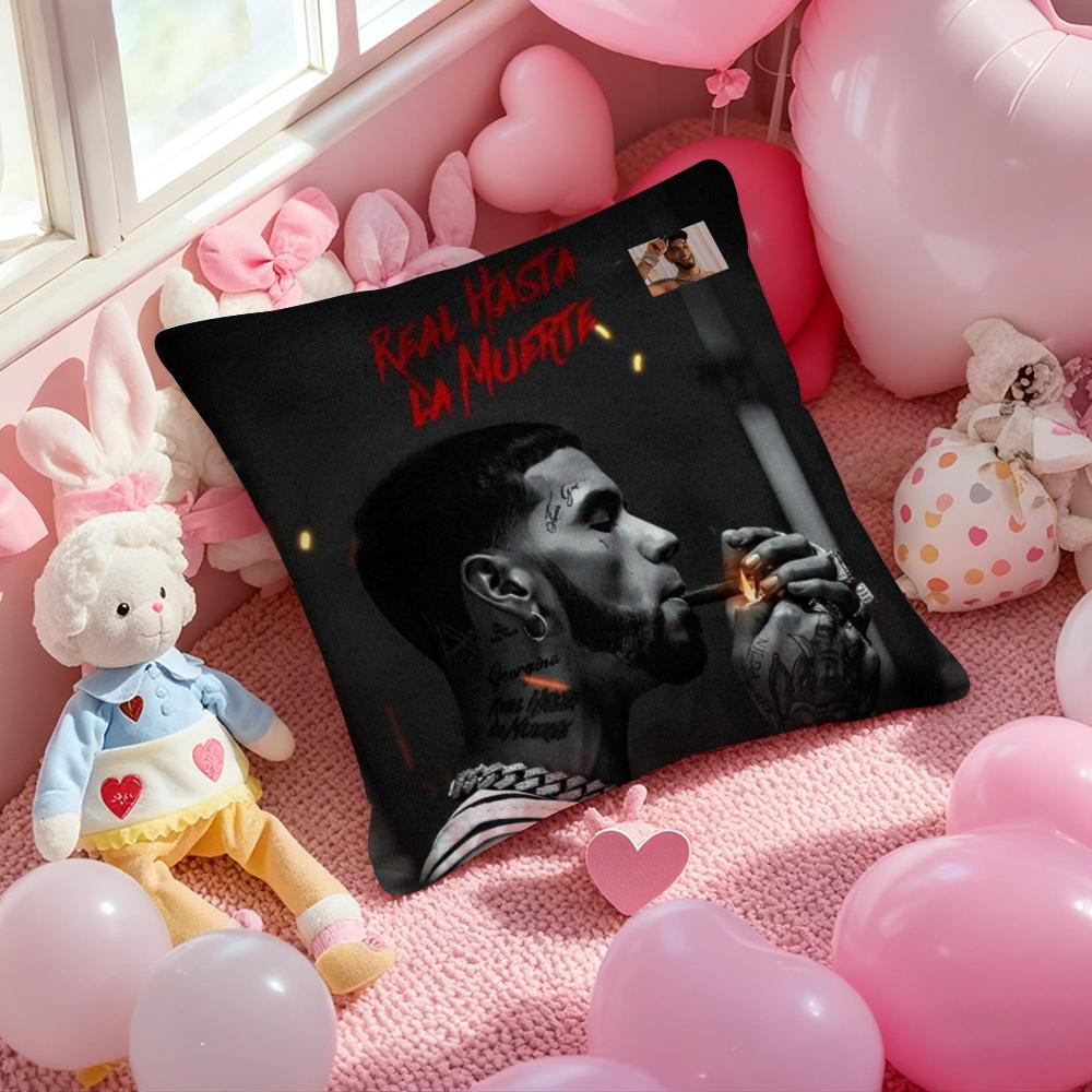 A-Anuel AA Real Hasta La Muerte Cushion Cover Pattern Printed Pillowcase for Living Room Sofa Cushion Cover & Bedroom Decor