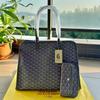 Goyard Hardy Y-Pattern Leather Tote Bag with Zip Closure