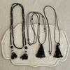 Black Tassel Pendant Necklace Adjustable Length Rope Chain Chokers Bead Long Necklace  Jewelry Gift