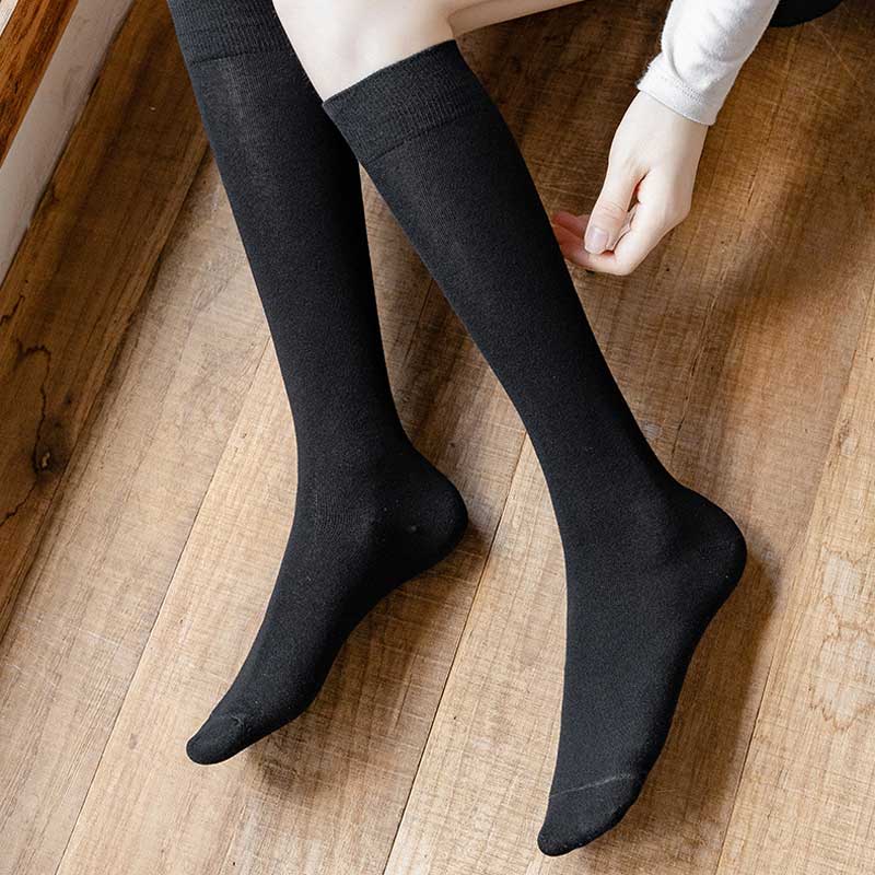 Женские гольфы, хлопковые зимние теплые носки, белые, черные вечерние сексуальные длинные носки для танцев, модные носки до середины икры