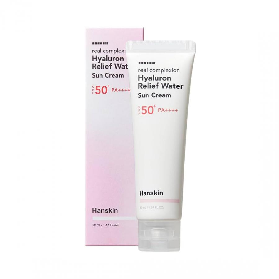 Hanskin Real Compliance Hyaluron Relief Water Солнцезащитный крем SPF50+ PA++++ 50мл