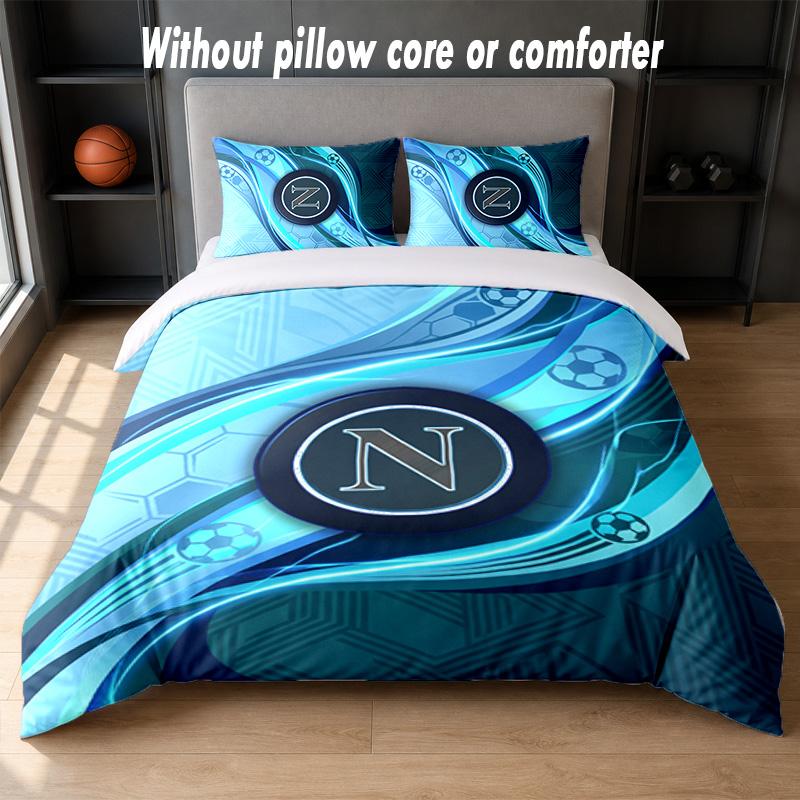 Napoli FC Design Bed Bedding Set 1 Duvet Cover + 2 Pillowcases Soft Breathable Household Bed Linens