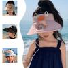 Summer Summer Women's Ultraviolet Veil Sun Hat Small Fan Empty Top Hat Sun Protection Face Sun Protection Sun Hat