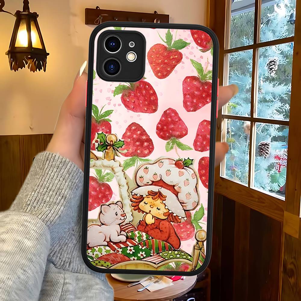 Girl Pink Strawberry S-Shortcake Phone Cases For IPhone 16 15 14 Plus 13 12 11 Pro Max Matte Oft Bumper Phone Cover