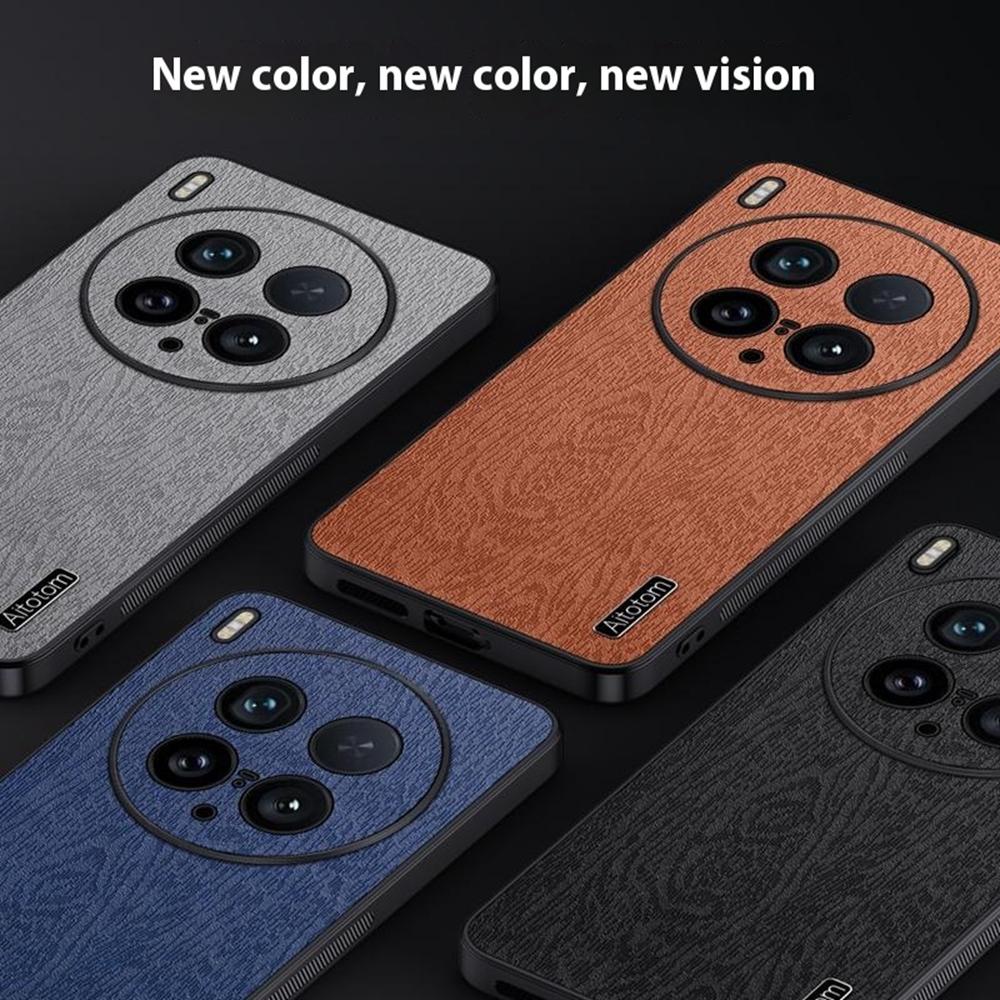 For vivo X200 Ultra 5G Case Wood Texture PU Leather Coated PC TPU Phone Cover