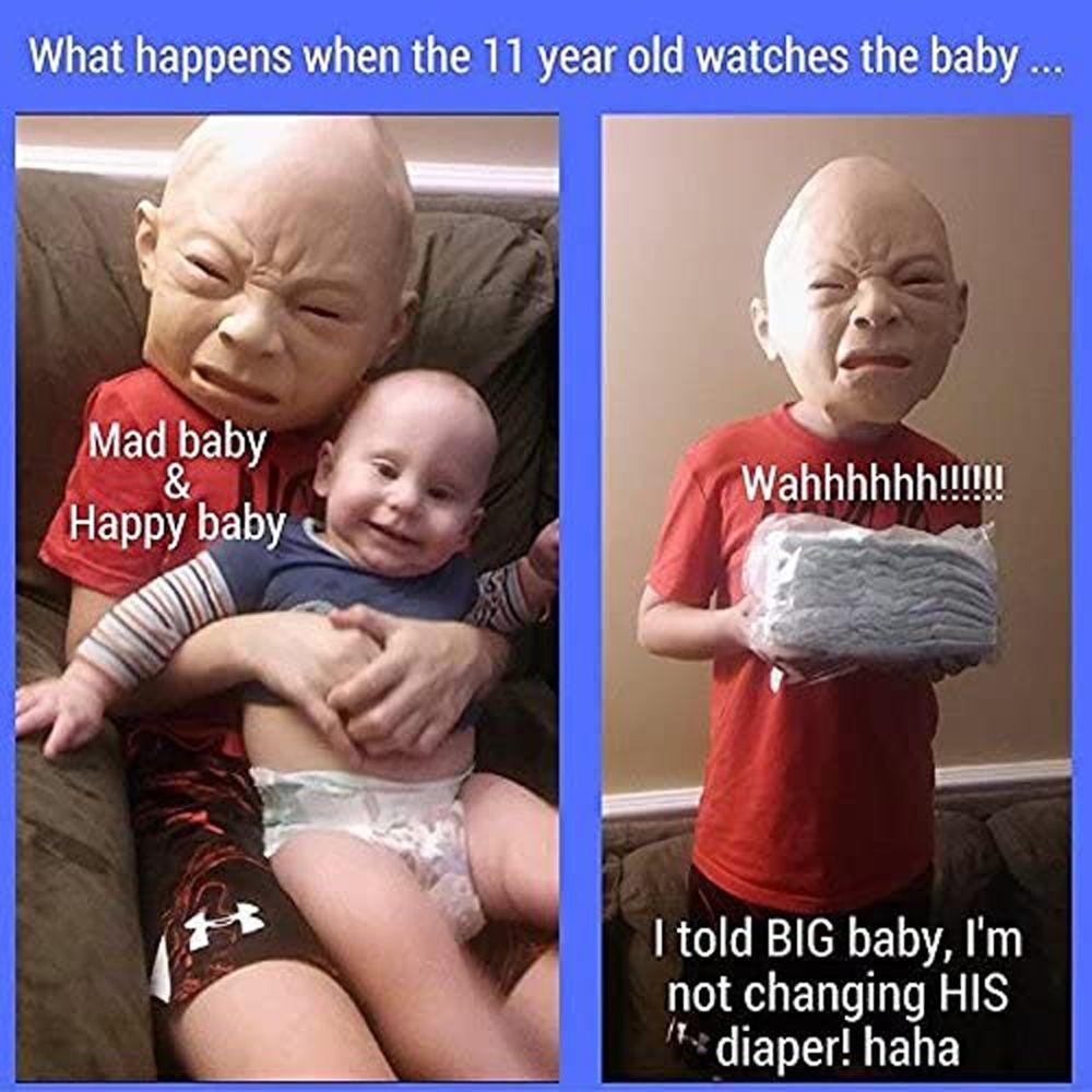 Костюмы на Хэллоуин Смешная кукла Маска плачущее лицо Полная маска на голову для взрослых Маска плачущего ребенка Латексная маска