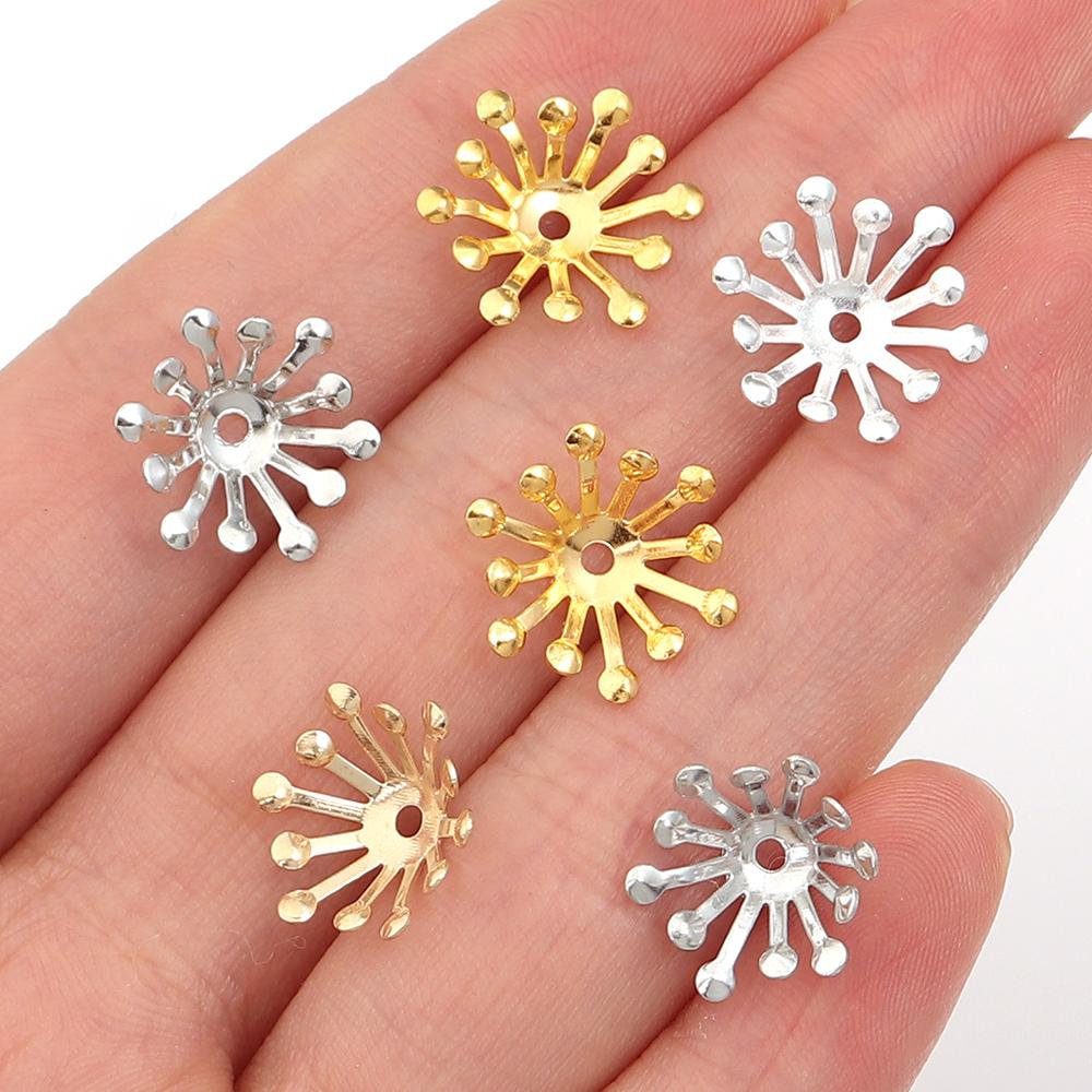 100 шт. 13 мм Металлические колпачки-бусины в виде цветка, металлические бусины-разделители, наконечники для изготовления ювелирных изделий, DIY браслетов, украшения для ожерелий