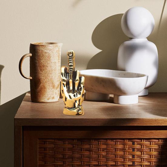 1/2/3 шт. Миниатюрная латунная фигурка среднего пальца, золотая статуэтка с жестом руки, скульптура для дома