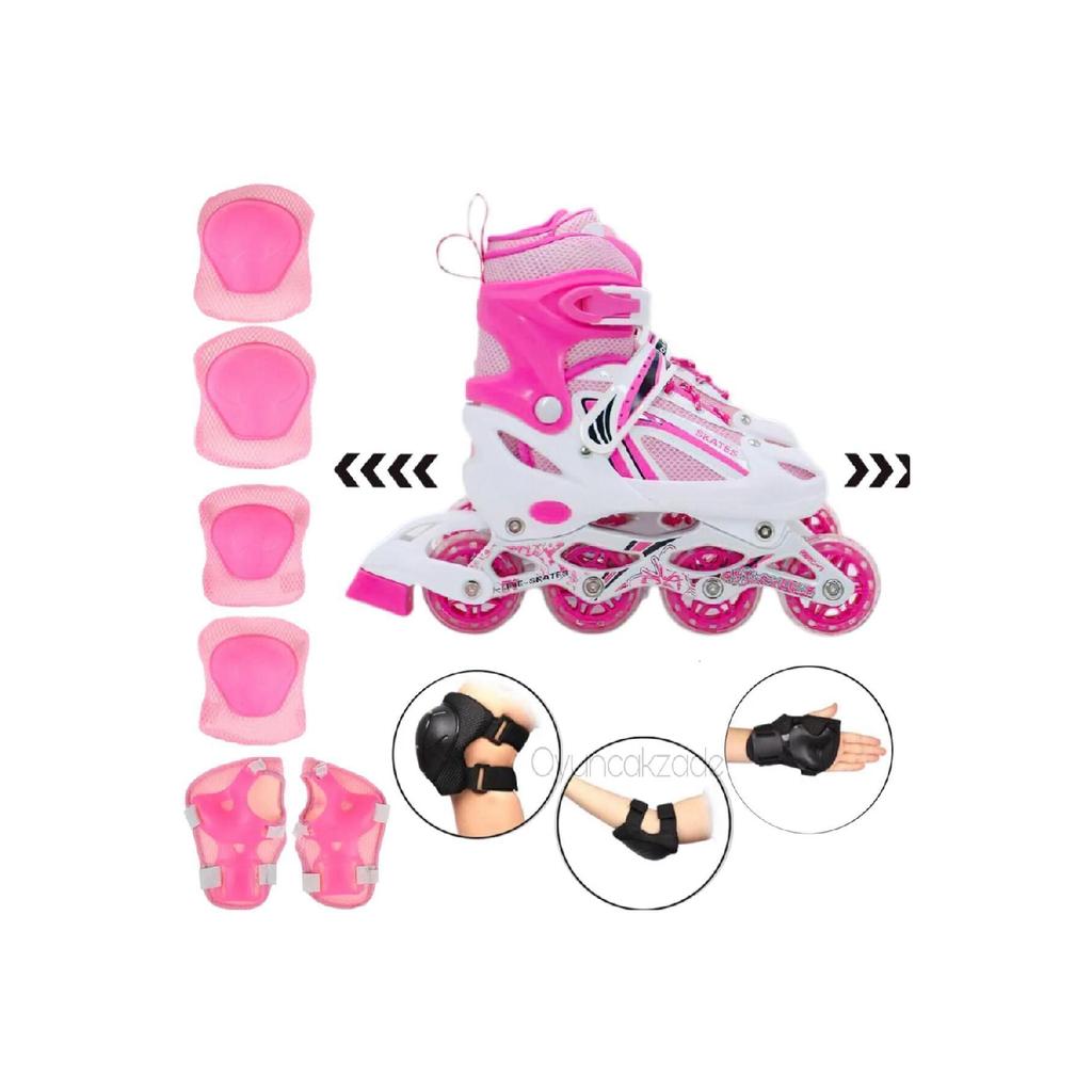 Регулируемые коньки 2 в 1 с подсветкой, металлическое тело, сумка для катания на коньках, наколенник, подарок, один светодиодный подарок