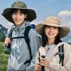 Big Brim Drawstring Sun Hat UV Protection Men Bucket Cap Fashion Hiking Fisherman Hat  Camping