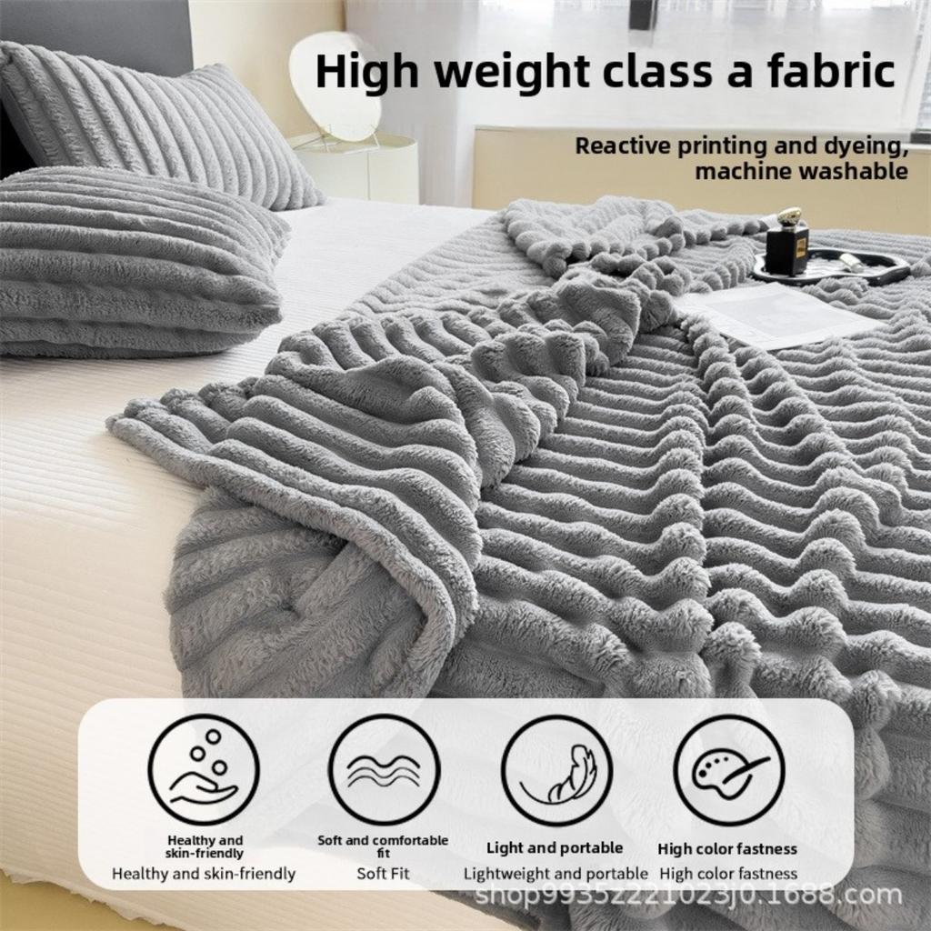 Rabbit Hair Velvet Blanket, Flannel Blanket, Thickened Coral Velvet Blanket, Office Nap Blanket, Light Luxury Air Conditioning Blanket