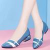 Sapatos Femininas Women Fashion Sweet Light Weight Blue Slip On Square Heel Shoes Lady Classic Comfort Shoes Ab662