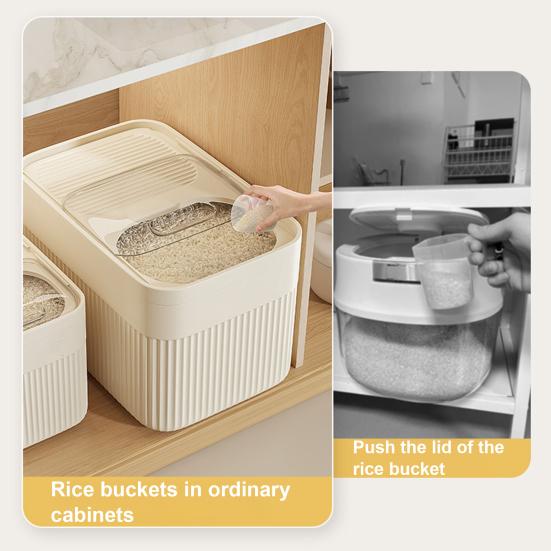 Ведро для риса 15 кг с мерным стаканом, прозрачная крышка, пищевой пластик, герметичный для животных