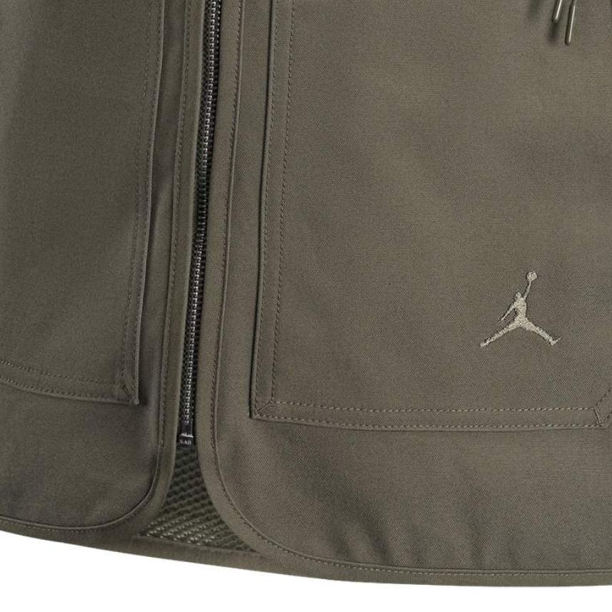 Jordan Базовый однотонный модный универсальный свободный жилет Мужские жилеты Оливково-зеленый HF9328-222