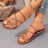 Мода 2025 Новые летние женские сандалии Повседневные плоские сандалии Универсальная модная обувь Удобная обувь на плоской подошве для отпуска
