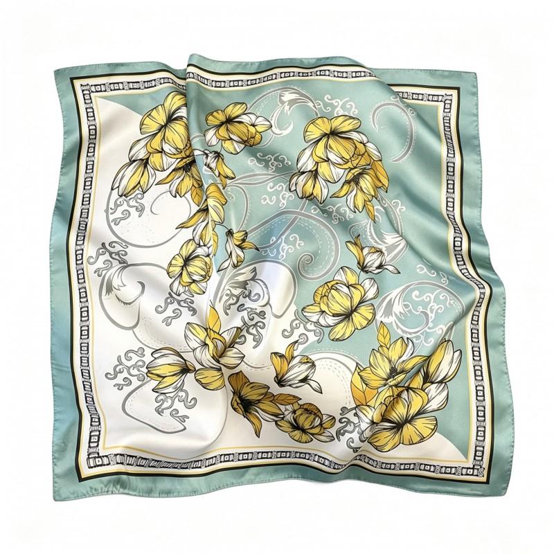 70x70cm Nylon Square Scarf Women Vintage Print Lightweight Accessory Office Casual Hair Styling