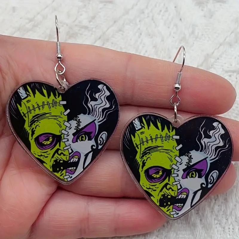 Cross-border new horror Facebook earrings Halloween gift flat acrylic witch and witch earrings ornament