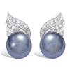 [F6921] - Silver Earrings 'Beauty Pearl' Silver Gray (rhodium Plated) - 20x10 Mm