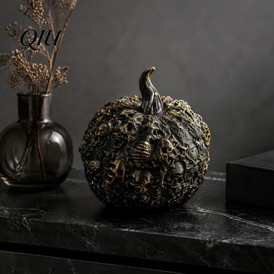 Durable Festival Display Items 3D Printed Halloween Skull Pumpkin Decorations, Skeleton Head Desktop Ornament, Sturdy PLA Cemetery Statues Table