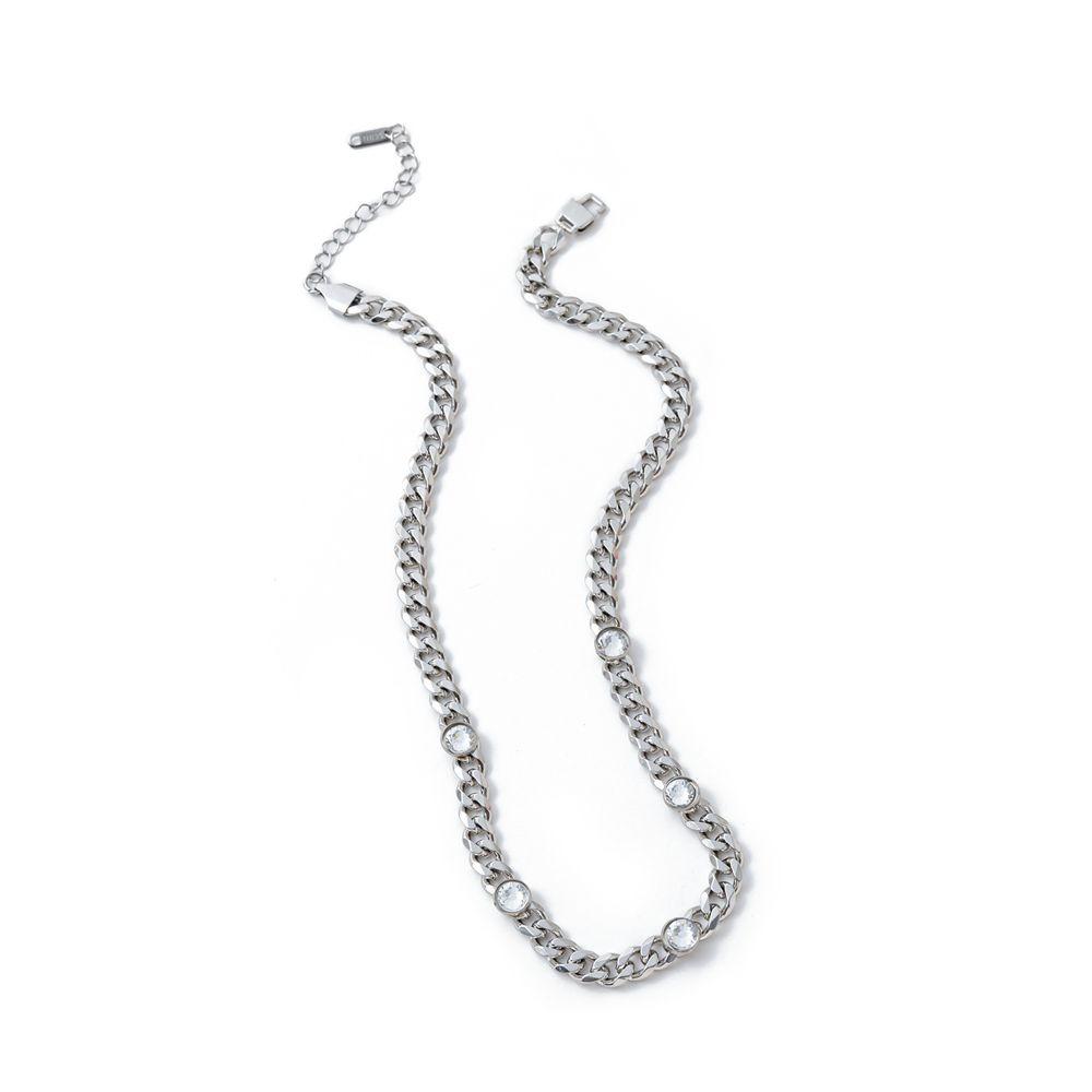 Metal Titanium Steel Bracelet Elegant Rhinestone Bracelet Luxury Cuban Zirconia Necklace Gifts