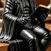 Yousheng Gothic Dark Fantasy Figure, Reading Hooded Grim Reaper Statue, Halloween Resin Sitting Skeleton Figurine for Bookshelf Home