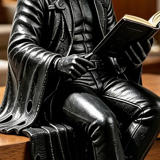 Yousheng Gothic Dark Fantasy Figure, Reading Hooded Grim Reaper Statue, Halloween Resin Sitting Skeleton Figurine for Bookshelf Home