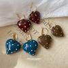 Silver Needle Retro Acrylic Oil Drip Smudge Polka Dot Love Earrings, High-end Personalized Niche Fashion Earrings