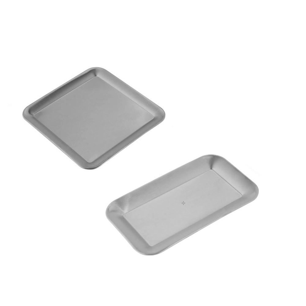 2PCS/SET Rustproof Stainless Steel Tray Flat Design BBQ Plate Serving Plate Shallow Tray Buffet
