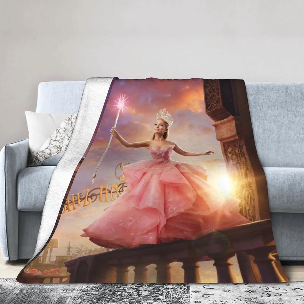 Elphaba Glinda Wicked Movie Warm Plush Throw Blanket for Kids and Adults Flannel Couch Bedspread Sofa Cover