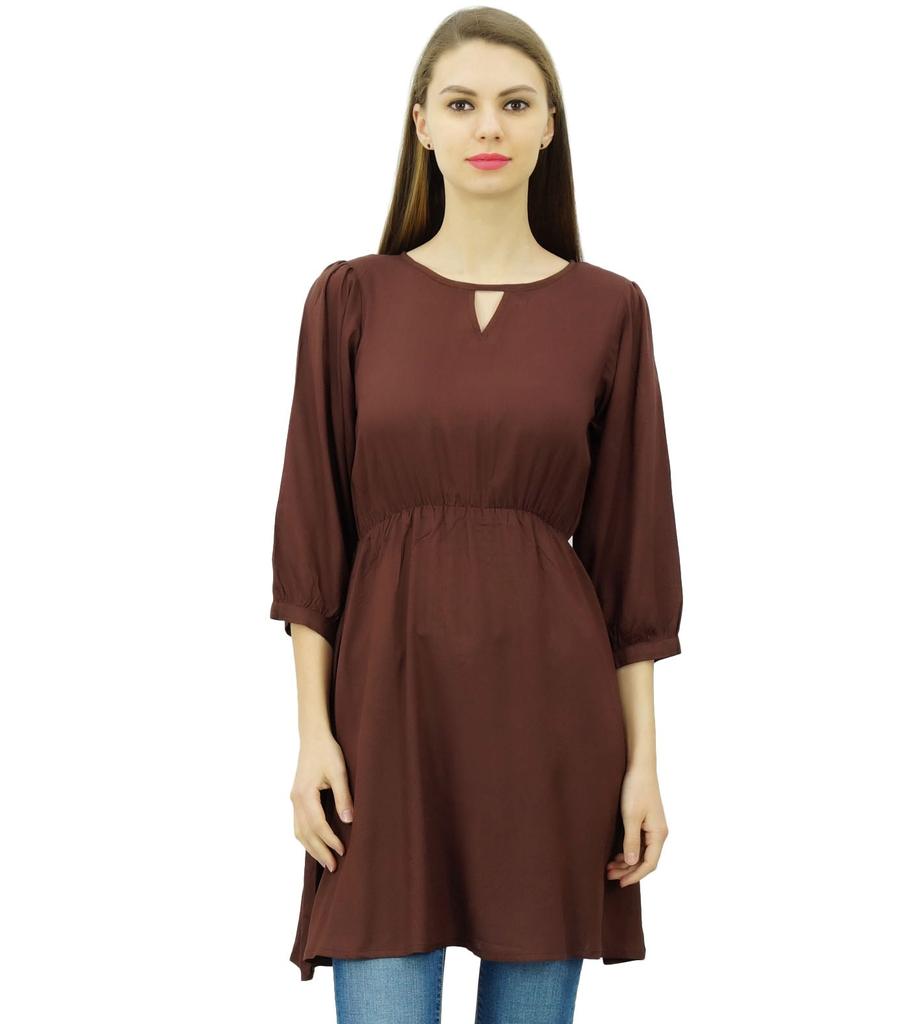 Phagun Women Tunic Top Short Kurti Elastic Waist Indian Ethnic Blouse