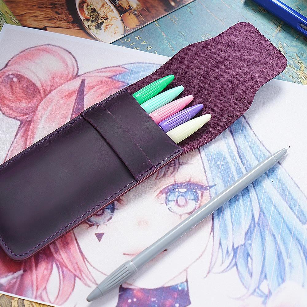 Handmade Genuine Leather Pen Bag Cowhide Pencil Bag Vintage Retro Style Accessories For Travel Journal
