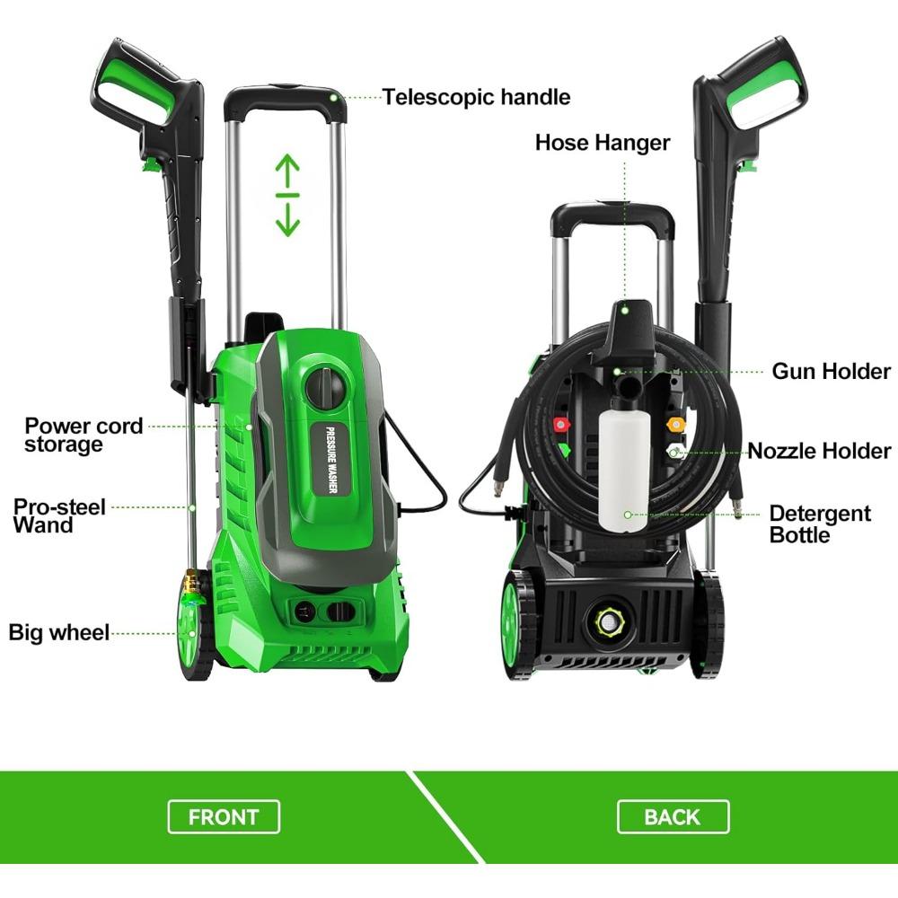 Мойка высокого давления 4800PSI 2.6GPM Мощная мойка с 4 быстросъемными насадками, Мойка высокого давления с пеногенератором для Ca