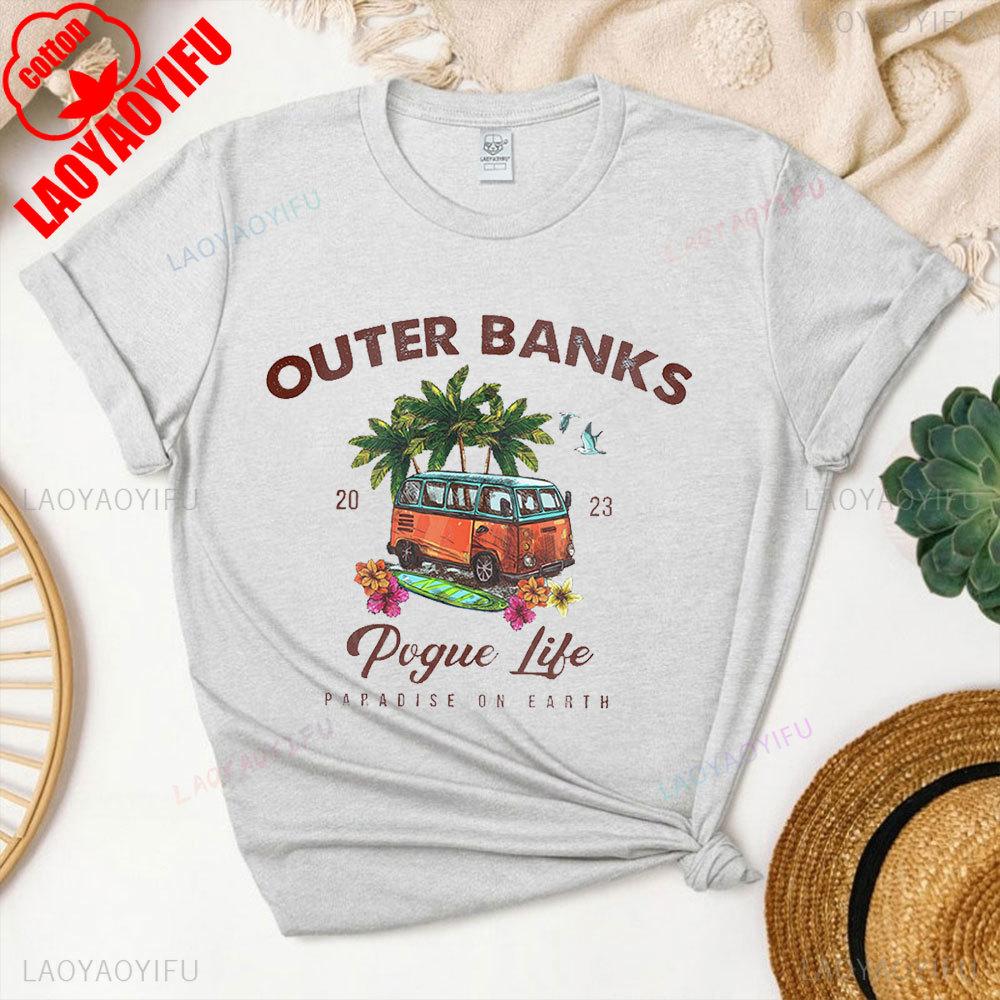 Рай на Земле Outer Banks Унисекс Футболка Для фанатов сериала Outer Banks Летний Отпуск Хлопковая Рубашка Пляжные Топы