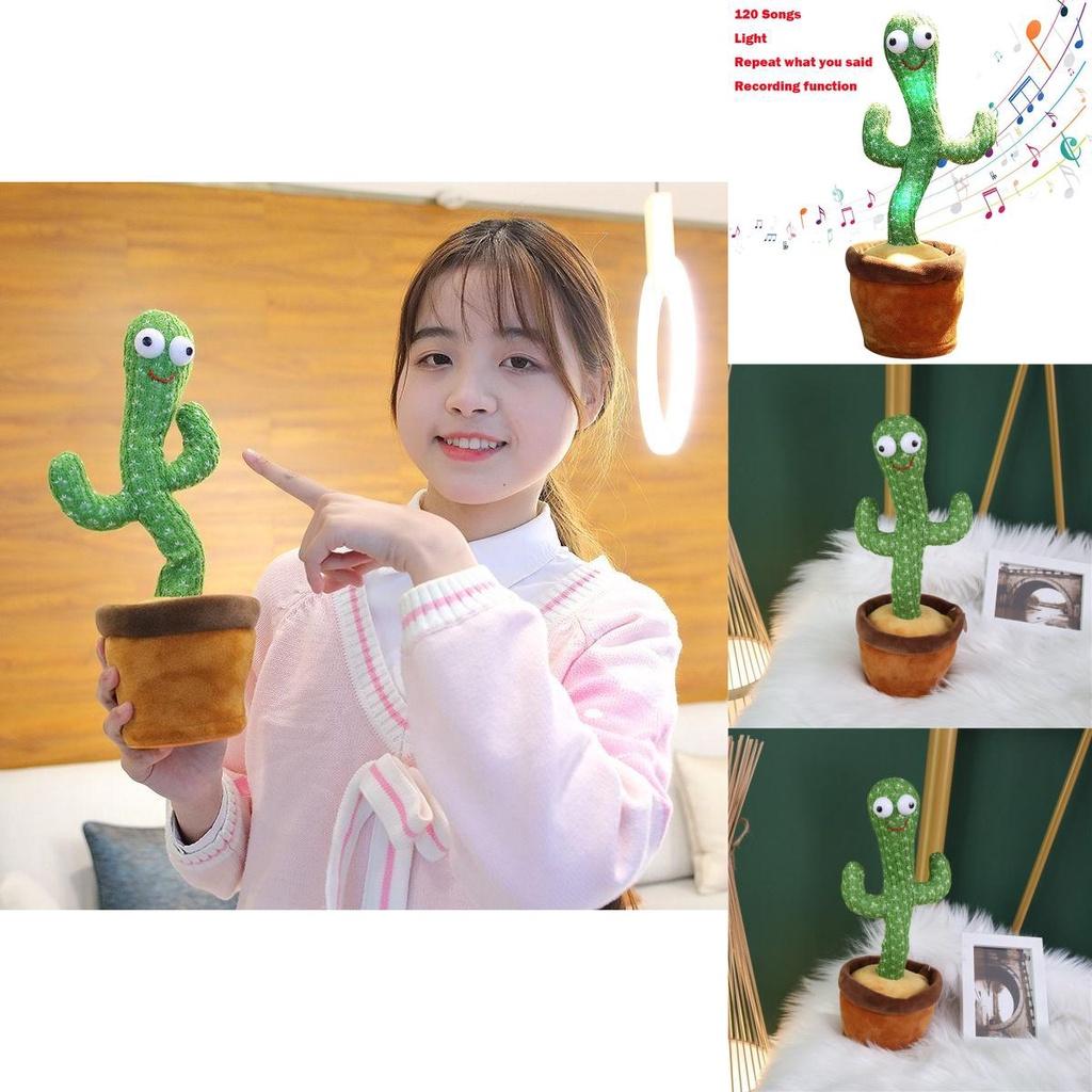 Charming Electronic Shake Body Dancing Cactus Plush Toy With Learning Speaking Feature
