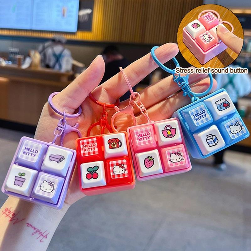 Hello Kitty Keyboard Keychain Stress Relief Keyboard Keyring Kitty Fidget Toys Click Keychain Bag Accessories Hanging Pendant