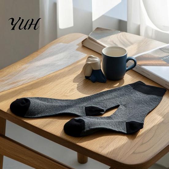 Striped Crew Socks Men Socks, Cotton Dress Moisture Wicking Solid Color Breathable for Business Office Daily Casual Wear Everyday Resistant