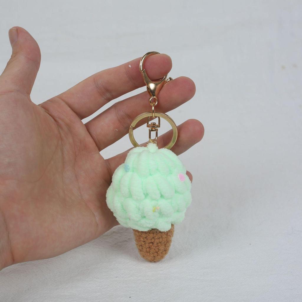 Cute Ice Cream Pompon Keychain Bag Charm for Kids