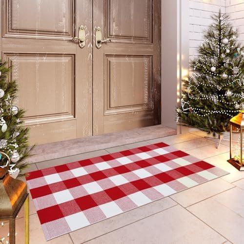 Christmas Door Mat Red Christmas Tree Bell Entrance Mats Soft Bathroom Carpet Kitchen and Household Floor Fug Holiday Decoration