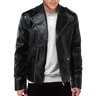 Мужская кожаная куртка Мужская куртка из искусственной кожи Locomotive Leather Jacket Мужская повседневная кожаная куртка Кожаная куртка