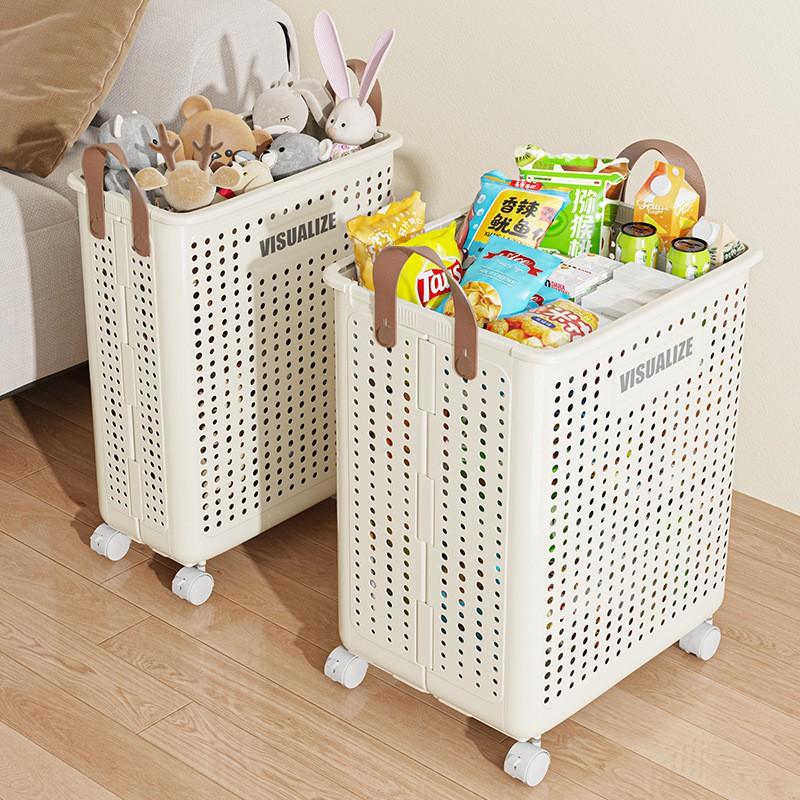 Foldable Laundry Hamper With Wheels Storage Basket Bathroom Bedroom Room Organizing