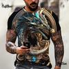 Summer Round Neck 3D Dragon Printed Top Fashionable Casual Short Sleeved Men's T-shirts
